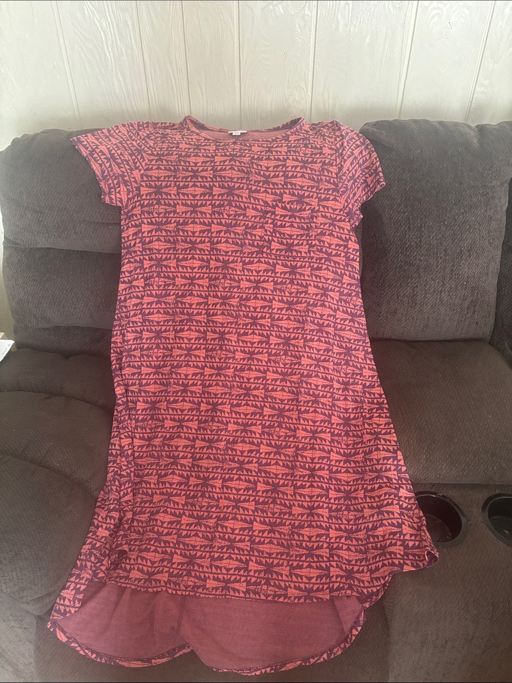 LuLaRoe Raspberry Pink Geometric Short Sleeve Dress